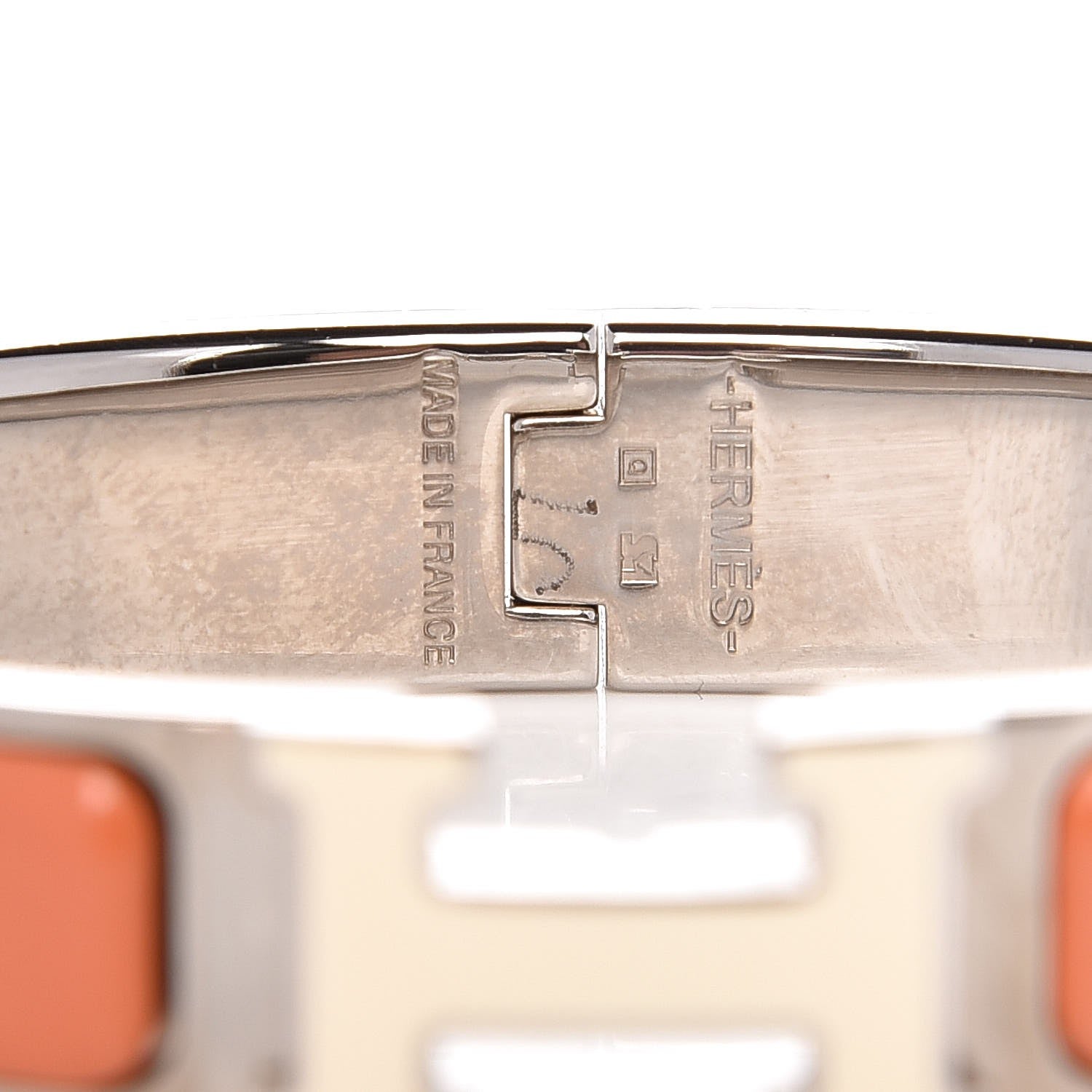 Hermes Enamel Narrow Clic Clac H Bracelet PM Mango White 3 of 4