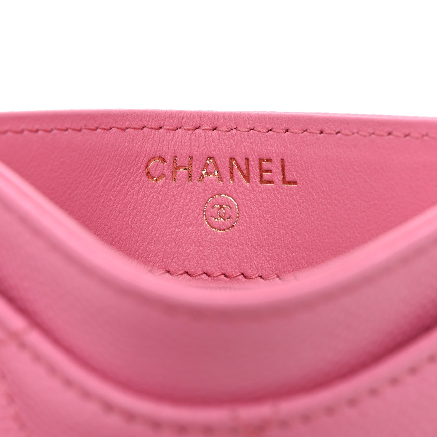 Caviar Quilted Card Holder Pink