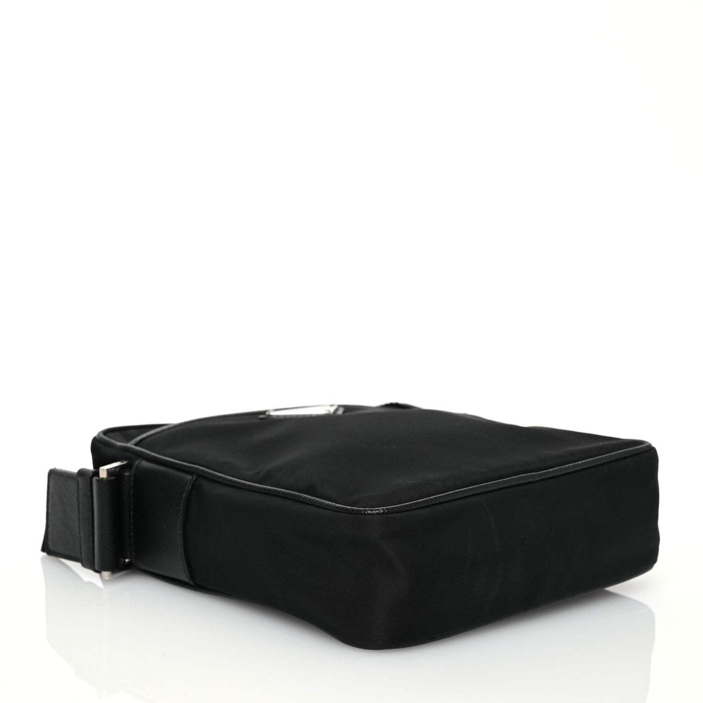 Tessuto Nylon Saffiano Pocket Messenger Shoulder Bag Black