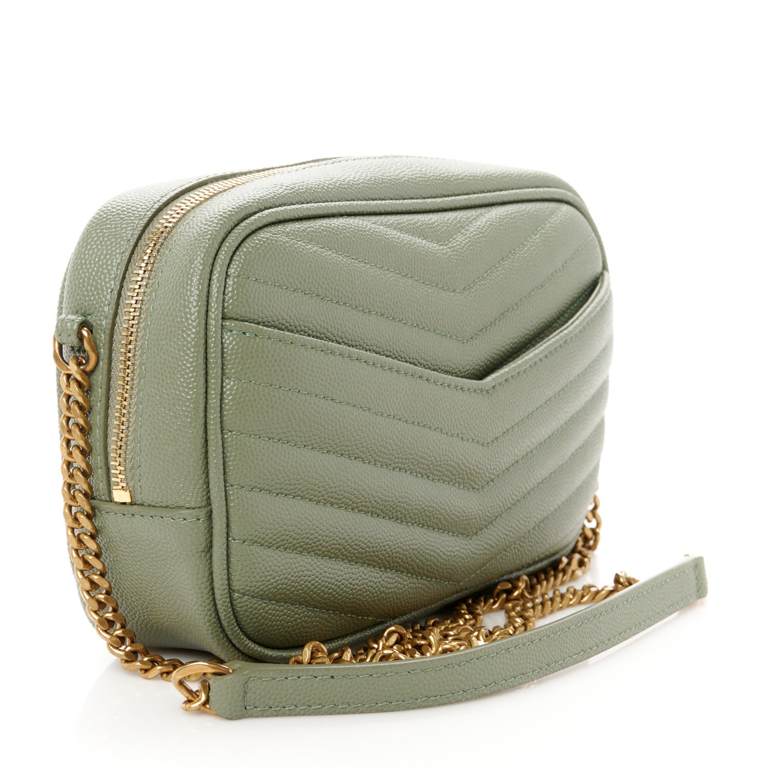 Saint Laurent Grain De Poudre Matelasse Monogram Mini Lou Camera Bag Light Sage 3 of 10