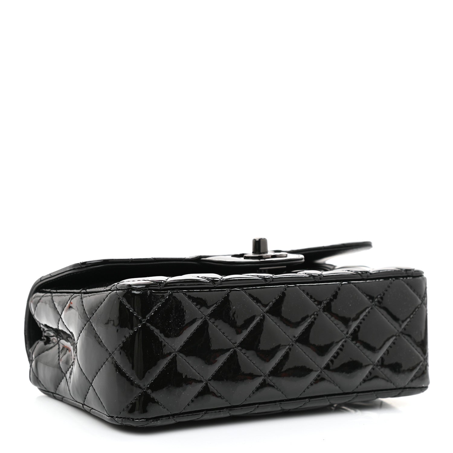 Chanel Patent Calfskin Quilted Mini Rectangular Flap So Black 4 of 10