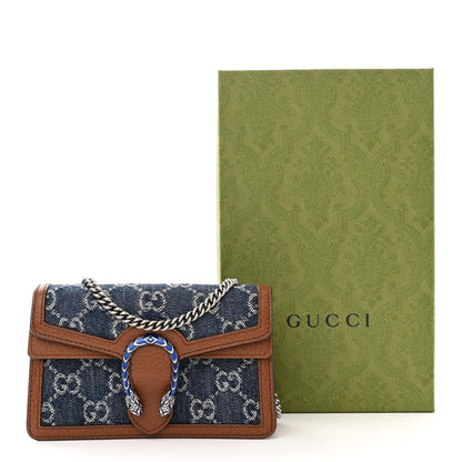 Gucci New Denim GG Monogram Dollar Calfskin Enamel Super Mini Dionysus Shoulder Bag Blue Tea Cuir Epilog Electric Blue 10 of 10