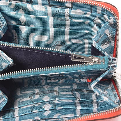 Hermes Epsom Silk'in Compact Wallet Orange Poppy Bleu Saint Cyr 5 of 7