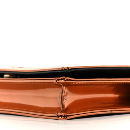 Christian Dior Metallic Patent Micro-Cannage Diorama Wallet on Chain Pouch Orange 10 of 11