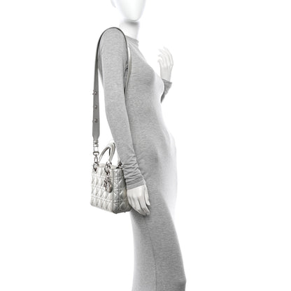 Christian Dior Metallic Grained Calfskin Cannage Small Lucky Badges My Lady Dior Silver 2 of 19