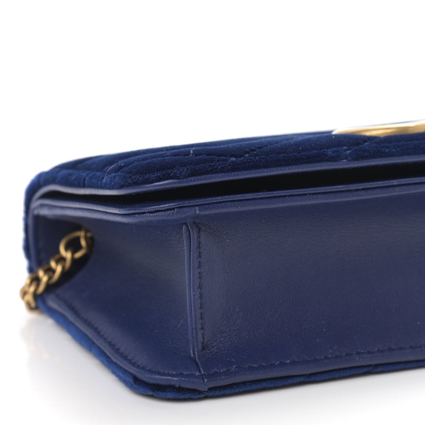 Velvet Matelasse GG Marmont Mini Bag Cobalt Blue