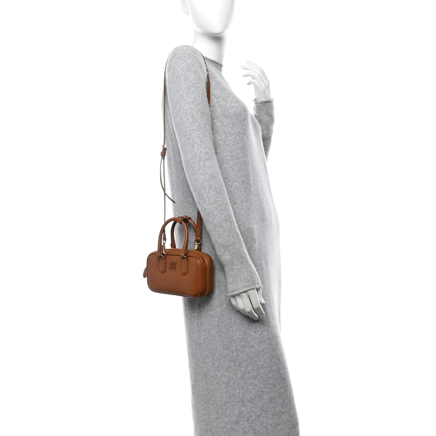 Calfskin Mini Arcadie Top Handle Bag Cognac