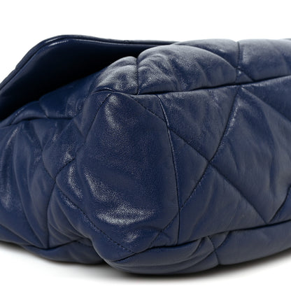 Chanel Goatskin Quilted Maxi Chanel 19 Flap Navy Blue 8 of 9