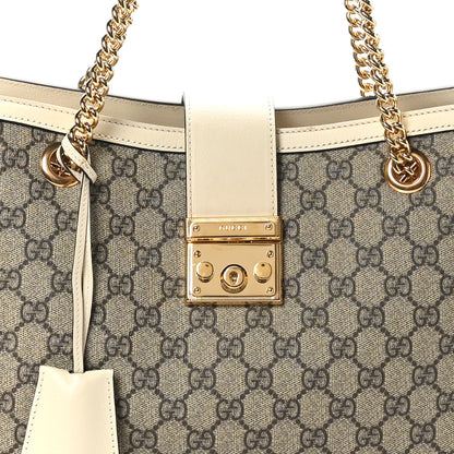 Gucci GG Supreme Monogram Medium Padlock Tote White 8 of 11