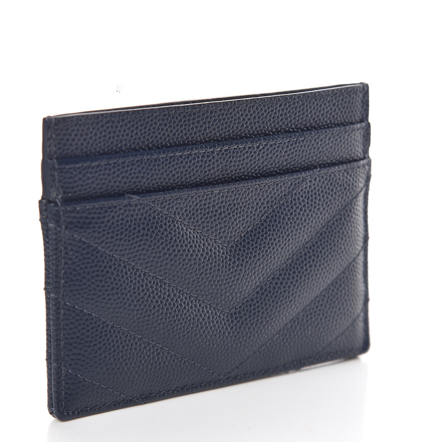 Grain De Poudre Matelasse Chevron Monogram Credit Card Case Navy