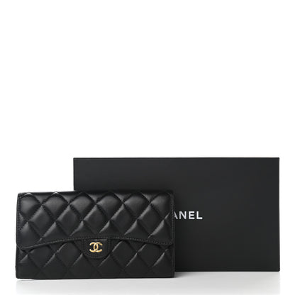 Chanel Lambskin Quilted Large Gusset Flap Wallet Black 10 of 10