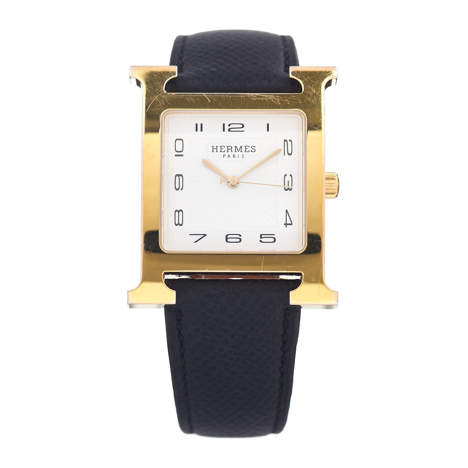 Hermes Stainless Steel Epsom 30.5mm Heure H Hour Quartz Watch Noir 1 of 5