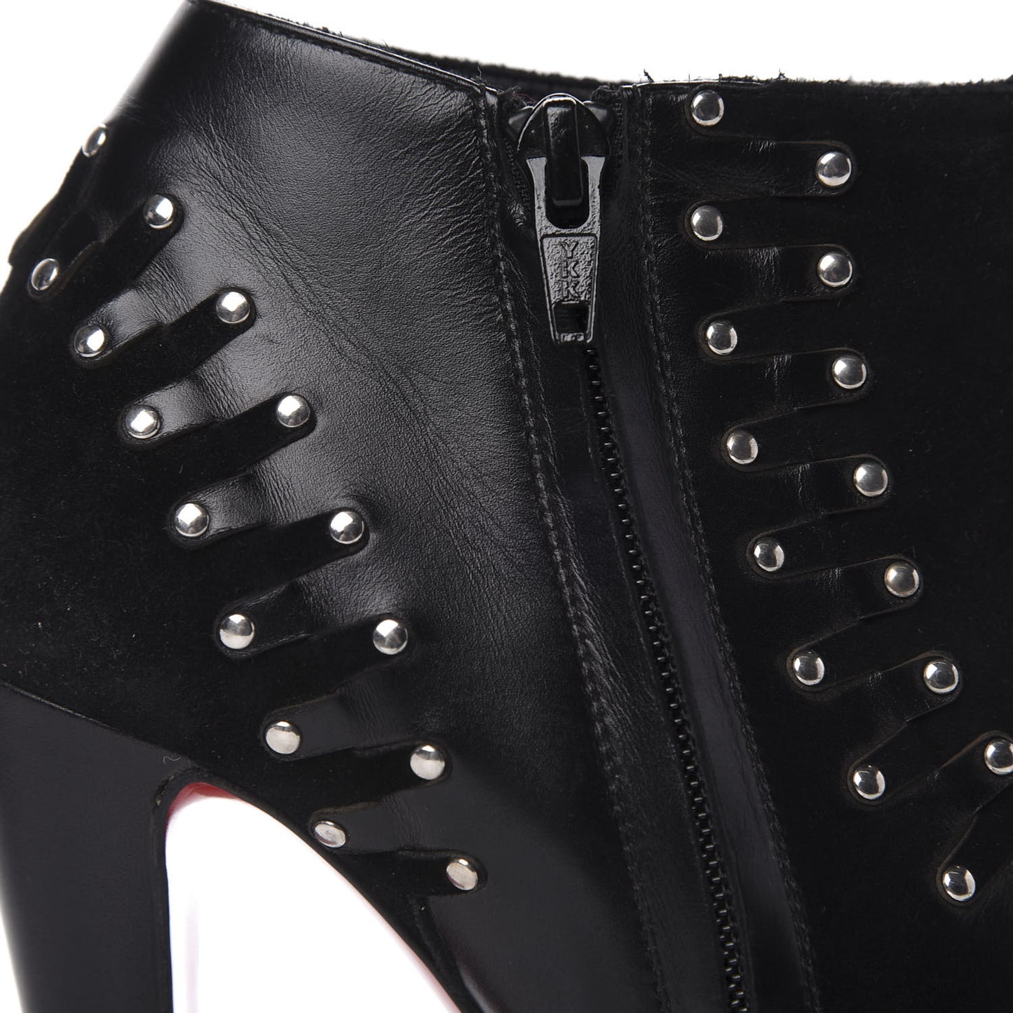 Calfskin Suede Studded 100 Ankle Boots 37 Black