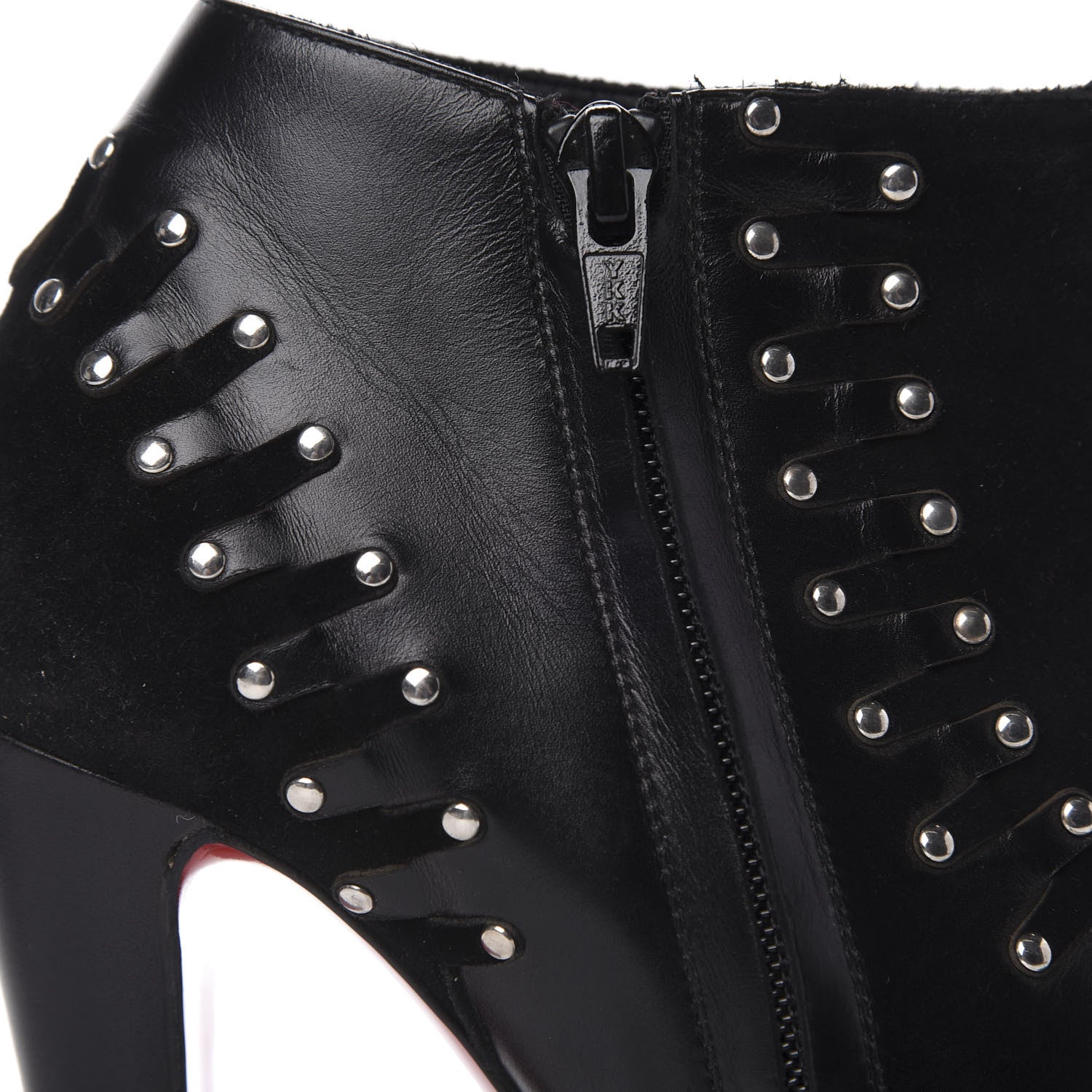 Christian Louboutin Calfskin Suede Studded 100 Ankle Boots 37 Black 9 of 13