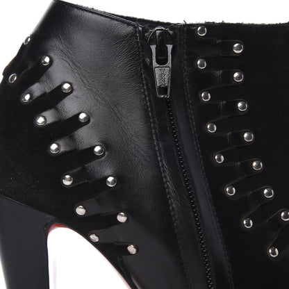Christian Louboutin Calfskin Suede Studded 100 Ankle Boots 37 Black 9 of 13