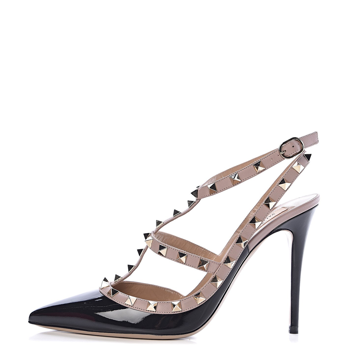 Patent Nappa Rockstud Ankle Strap 100mm Pumps 41 Black Poudre