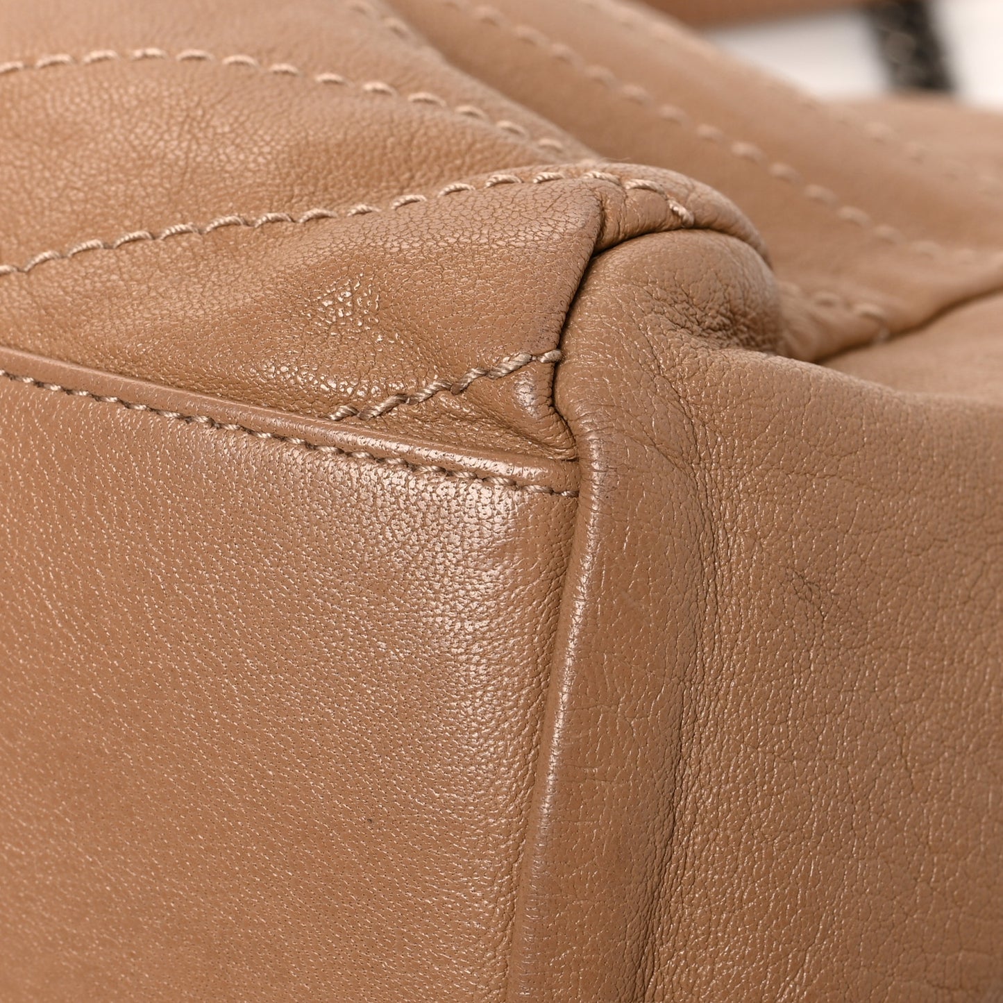 Pebbled Lambskin Chevron Monogram Large Nolita Beige