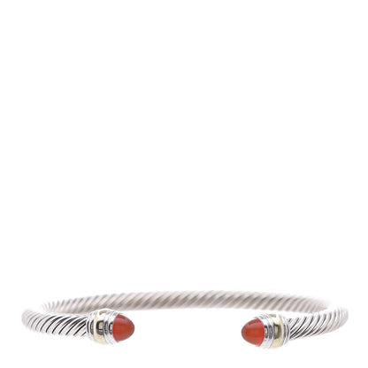 David Yurman Sterling Silver 14K Yellow Gold Carnelian 5mm Cable Classics Bracelet 1 of 5