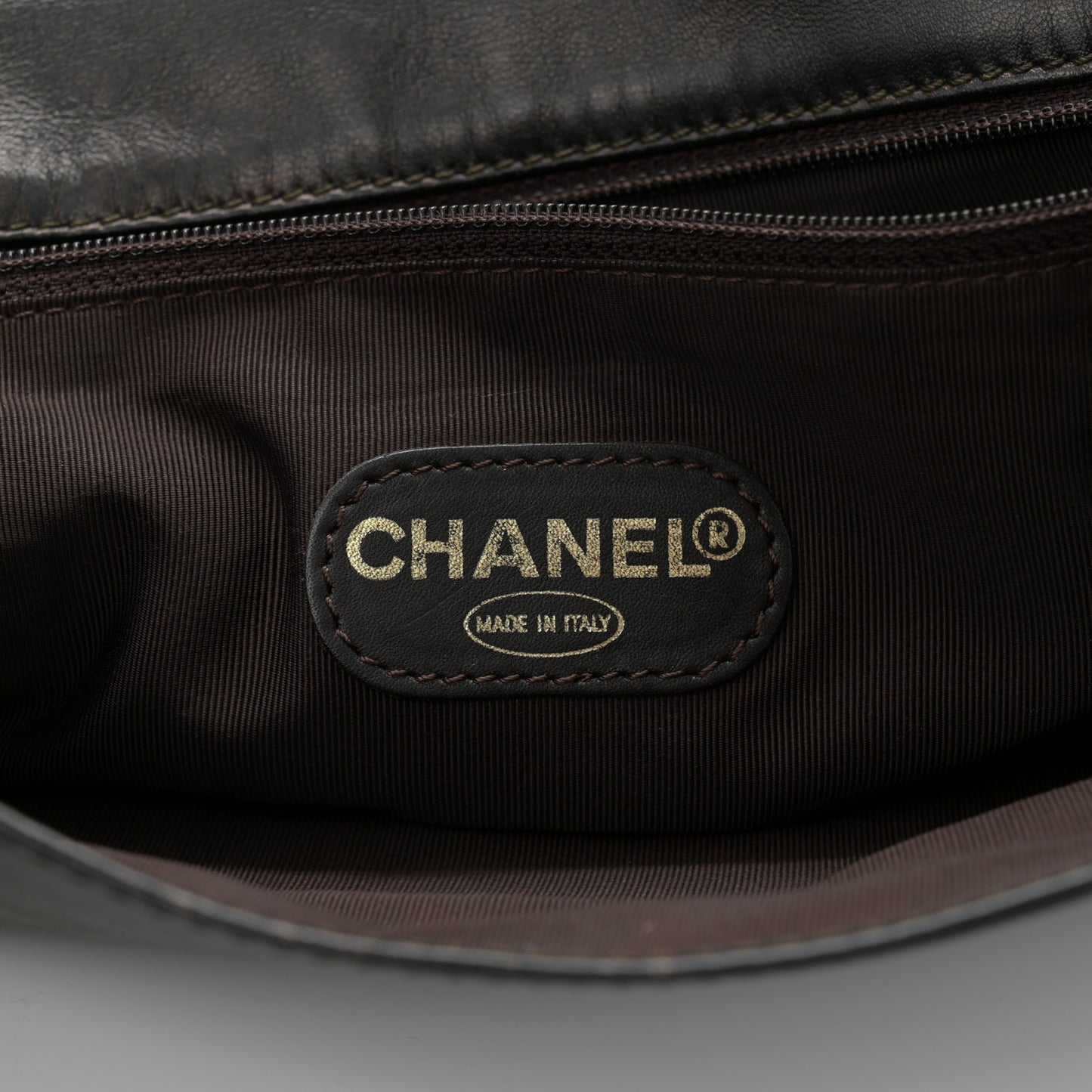 Lambskin Logo Messenger Dark Brown