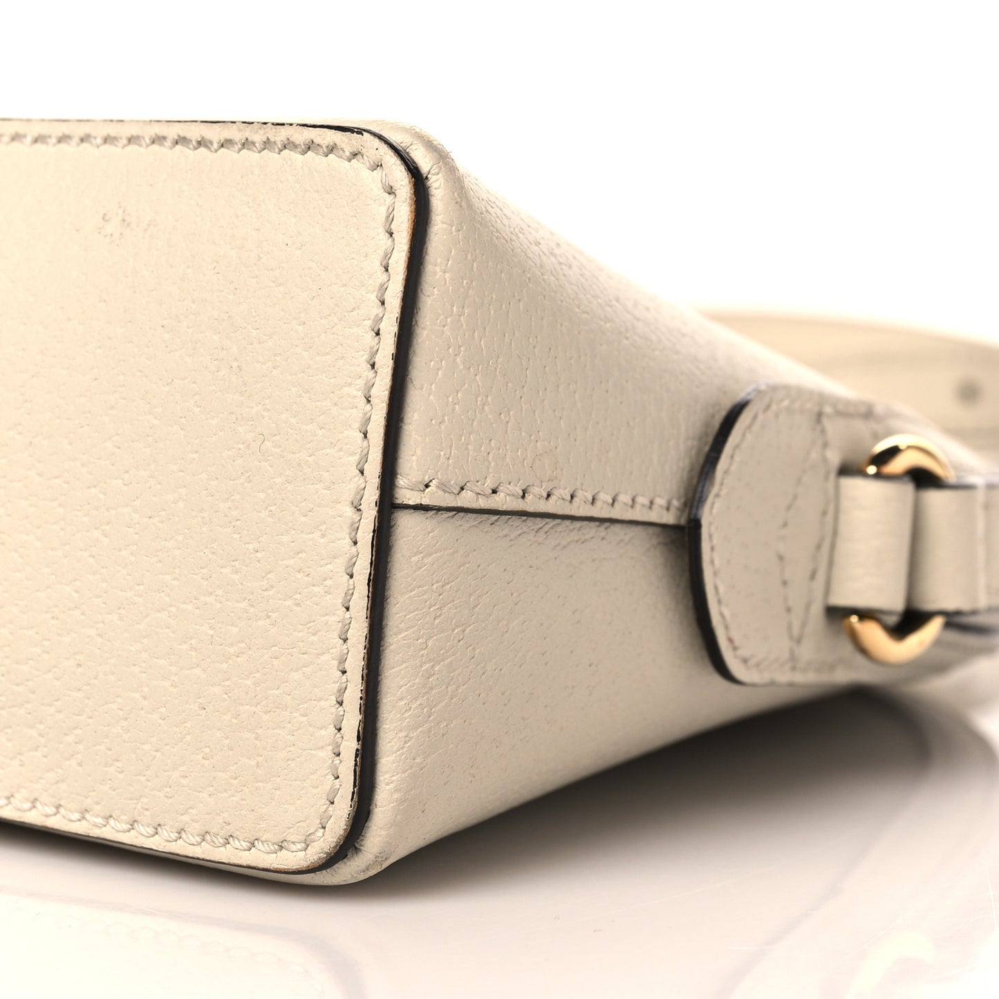 Textured Dollar Calfskin Web Small Ophidia Dome Shoulder Bag Mystic White