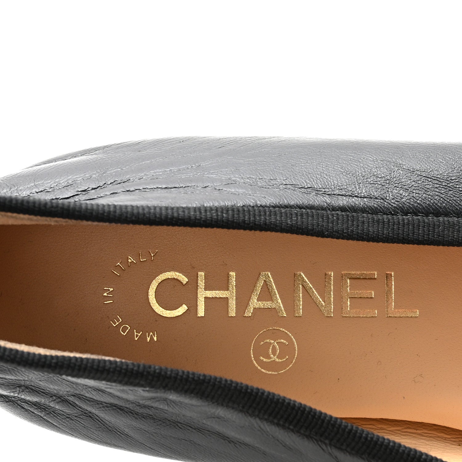 Chanel Lambskin Patent Cap Toe Ballerina Flats 37 Black 8 of 10