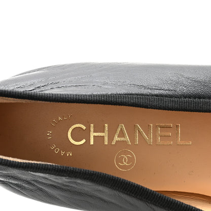 Chanel Lambskin Patent Cap Toe Ballerina Flats 37 Black 8 of 10