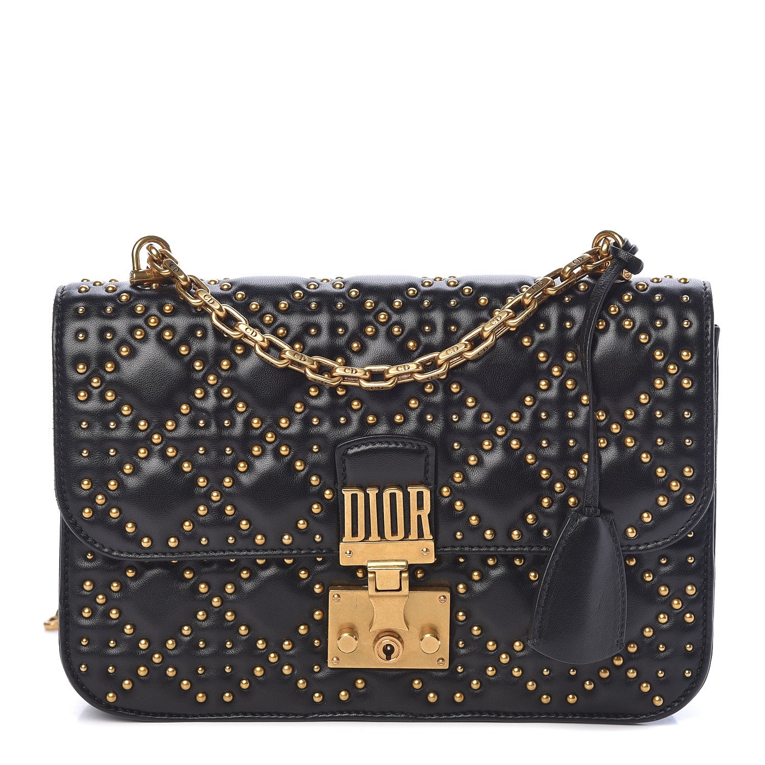 Christian Dior Lambskin Cannage Studded Large Dioraddict Flap Bag Black 1 of 9