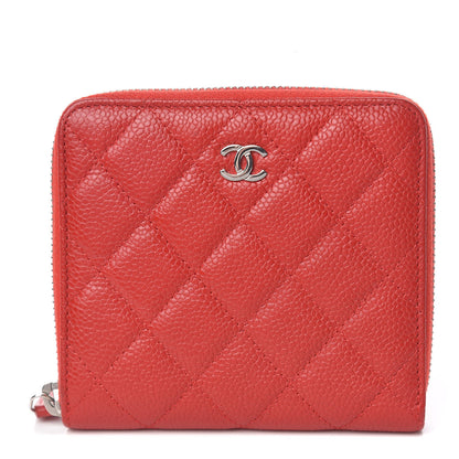 Chanel Caviar Quilted Compact Zip Wallet Red 1 of 9