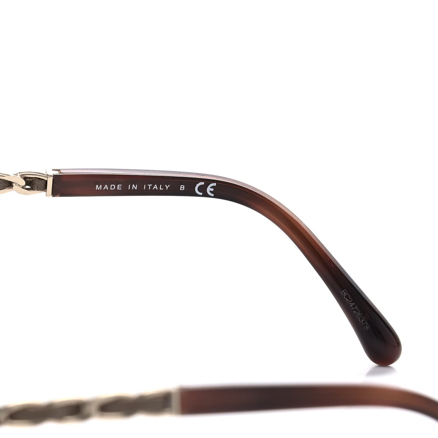 Acetate Metal Lambskin Chain Square Sunglasses 5210-Q Brown