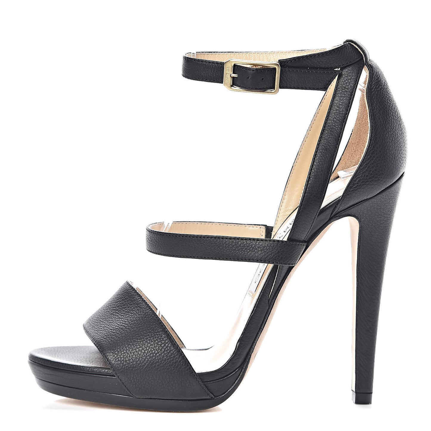 Grainy Calfskin Discus Sandals 38.5 Black
