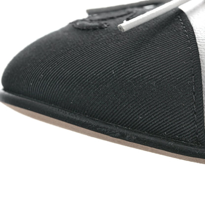 Chanel Lambskin Cap Toe CC Ballerina Flats 39 White Black 12 of 13