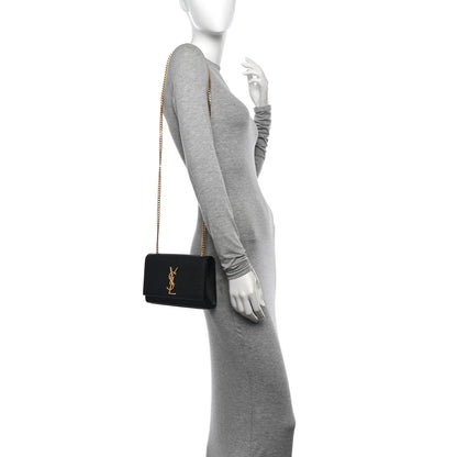 Saint Laurent Grain De Poudre Small Monogram Kate Satchel Black 2 of 11