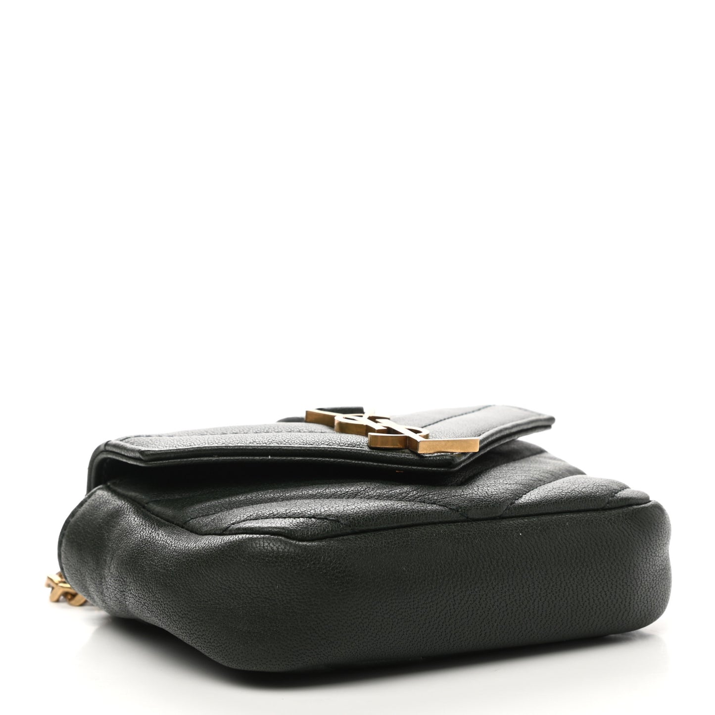 Sheepskin Matelasse Chevron Monogram Mini College Bag Dark Green