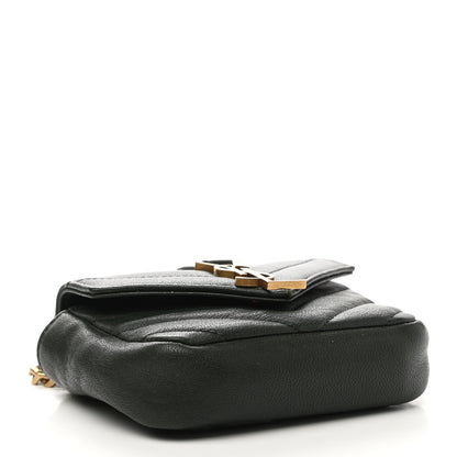 Saint Laurent Sheepskin Matelasse Chevron Monogram Mini College Bag Dark Green 4 of 6