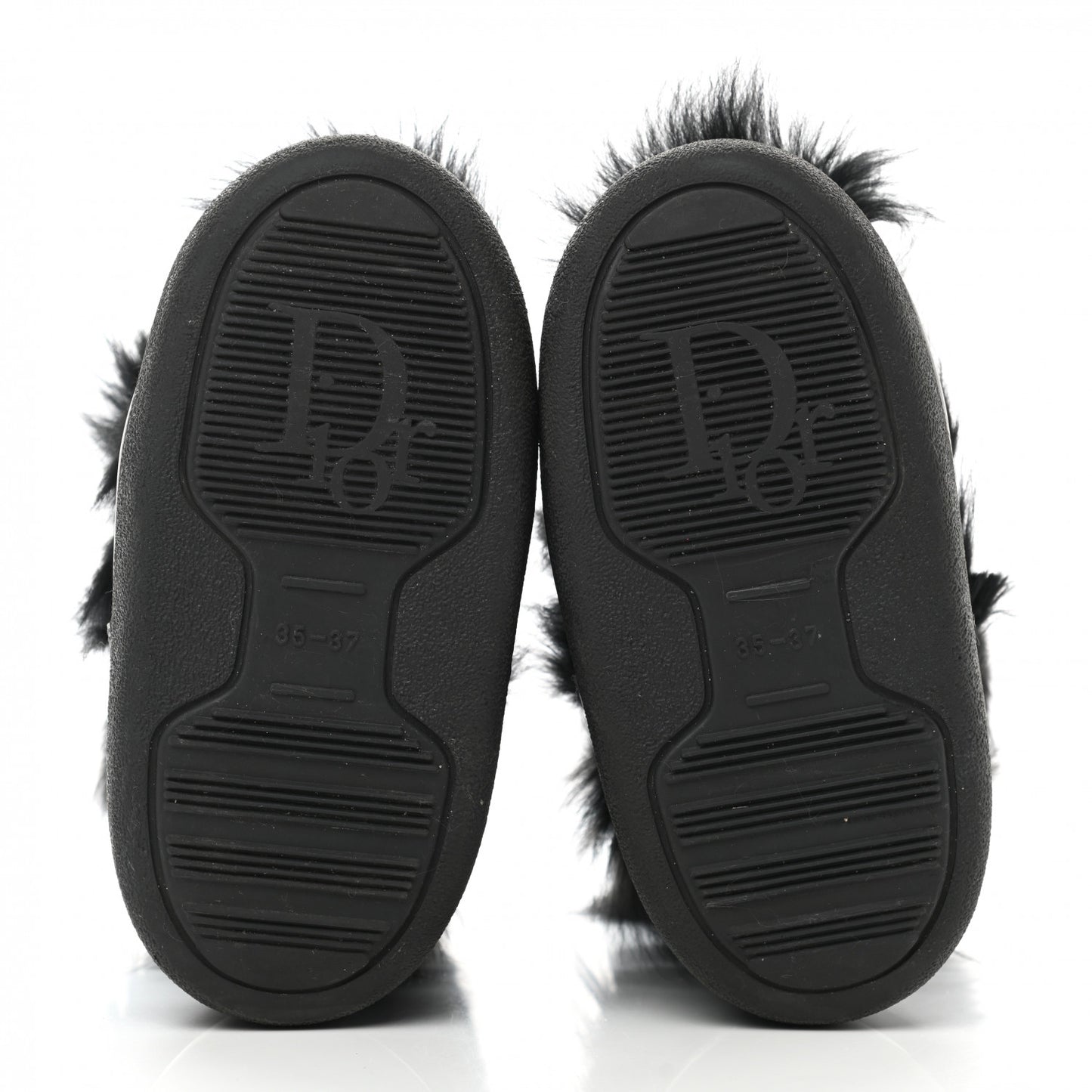 Canvas Calfskin Fur Womens Moon Boots 35-37 Black