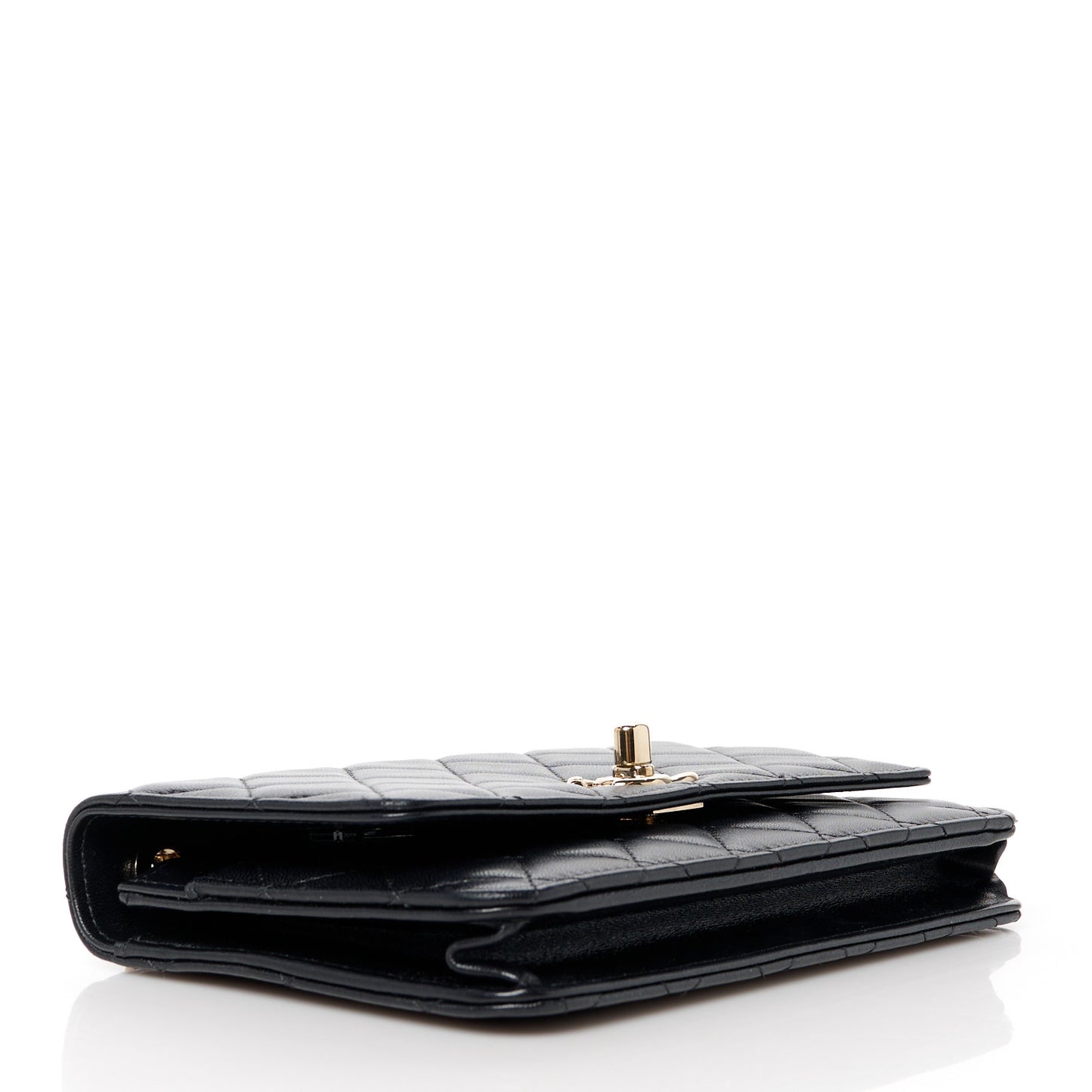 Lambskin Quilted Trendy CC Wallet On Chain WOC Black