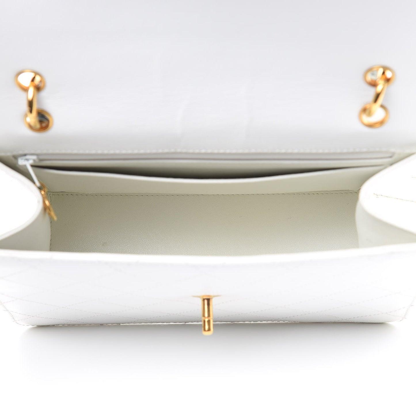 Caviar Stitched Flap Shoulder Bag White
