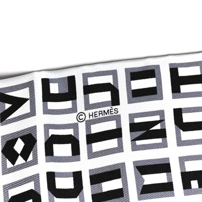 Hermes Silk Lettres Et Pois Maxi Twilly Cut Gris Black Menthol 2 of 4