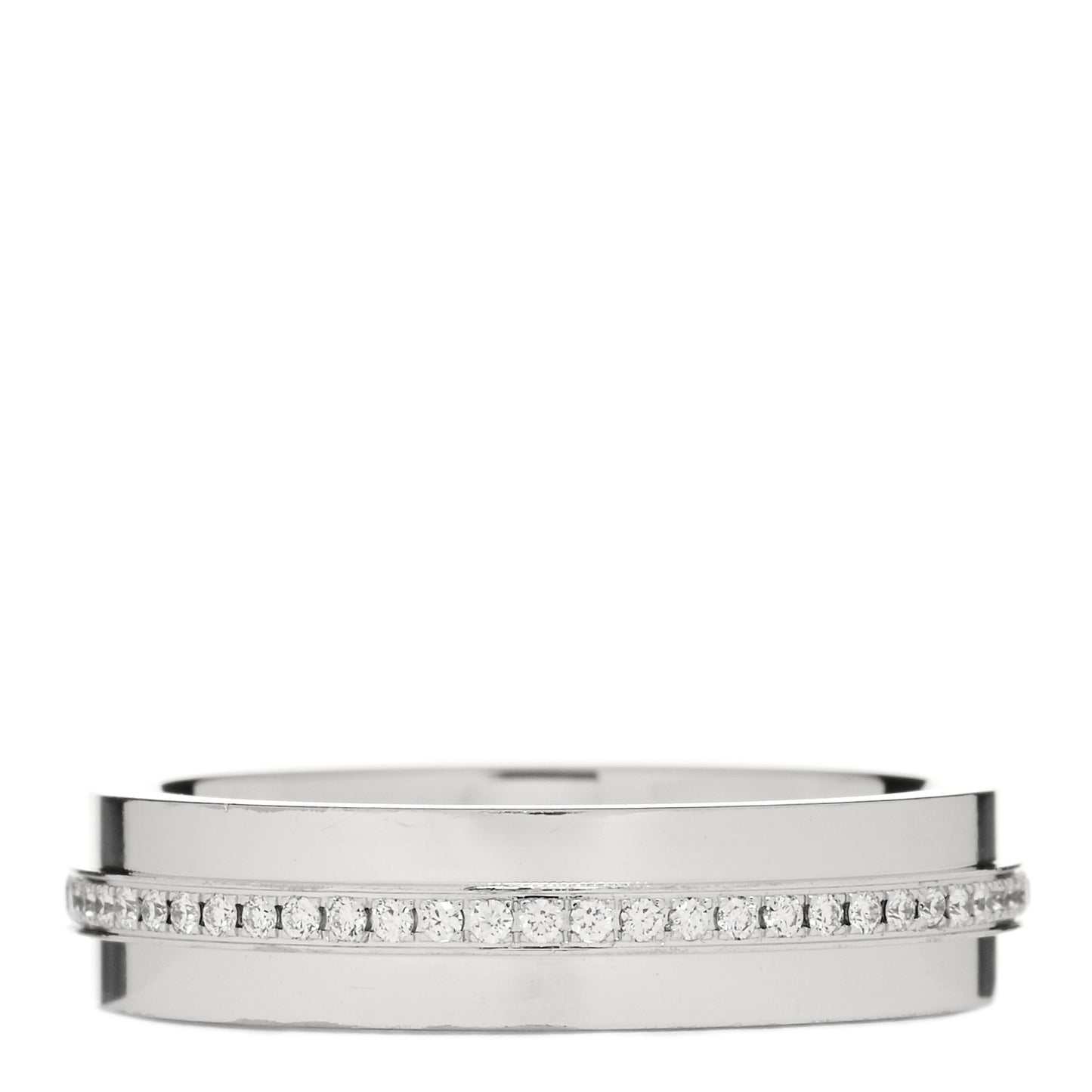 18K White Gold Diamond Narrow T Two Ring 49 5