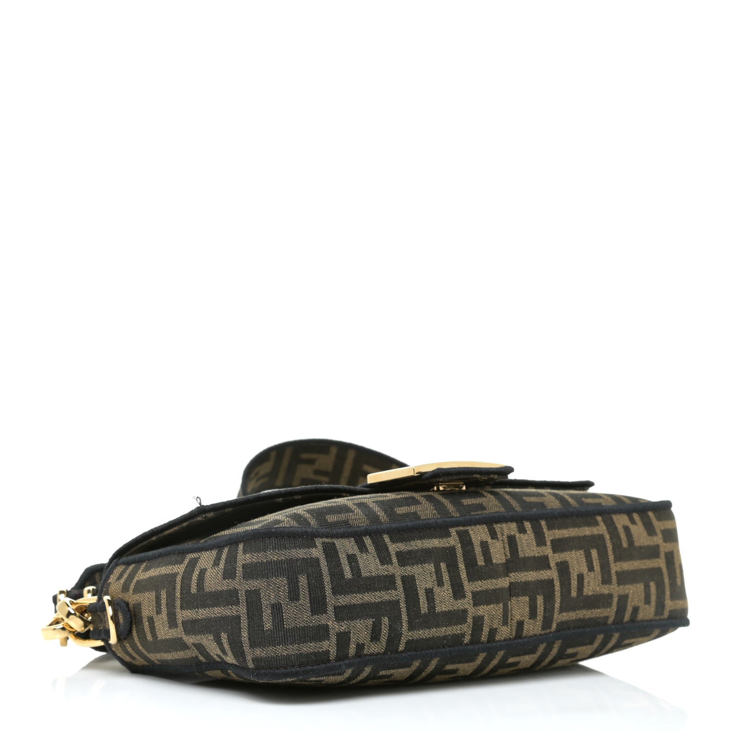 Fendi Fabric Jacquard FF 1974 Medium Baguette Tobacco Moro Black 4 of 12