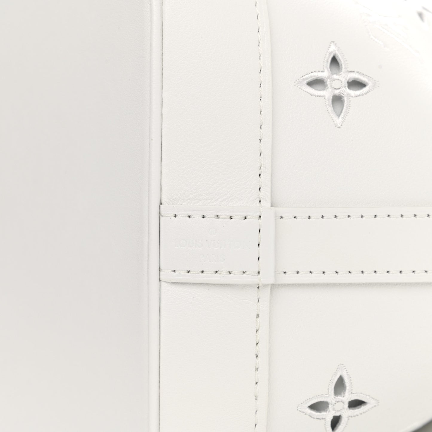 Calfskin Monogram Cutout Petit Noe White