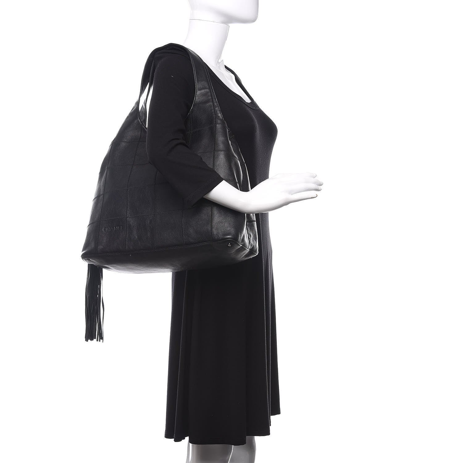 Chanel Calfskin Square Stitched Tassel Bag Black 2 of 11