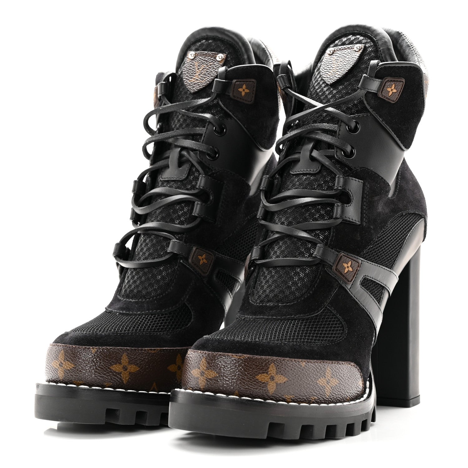 Louis Vuitton Suede Calfskin Monogram Star Trail Ankle Boots 40 Black 3 of 16