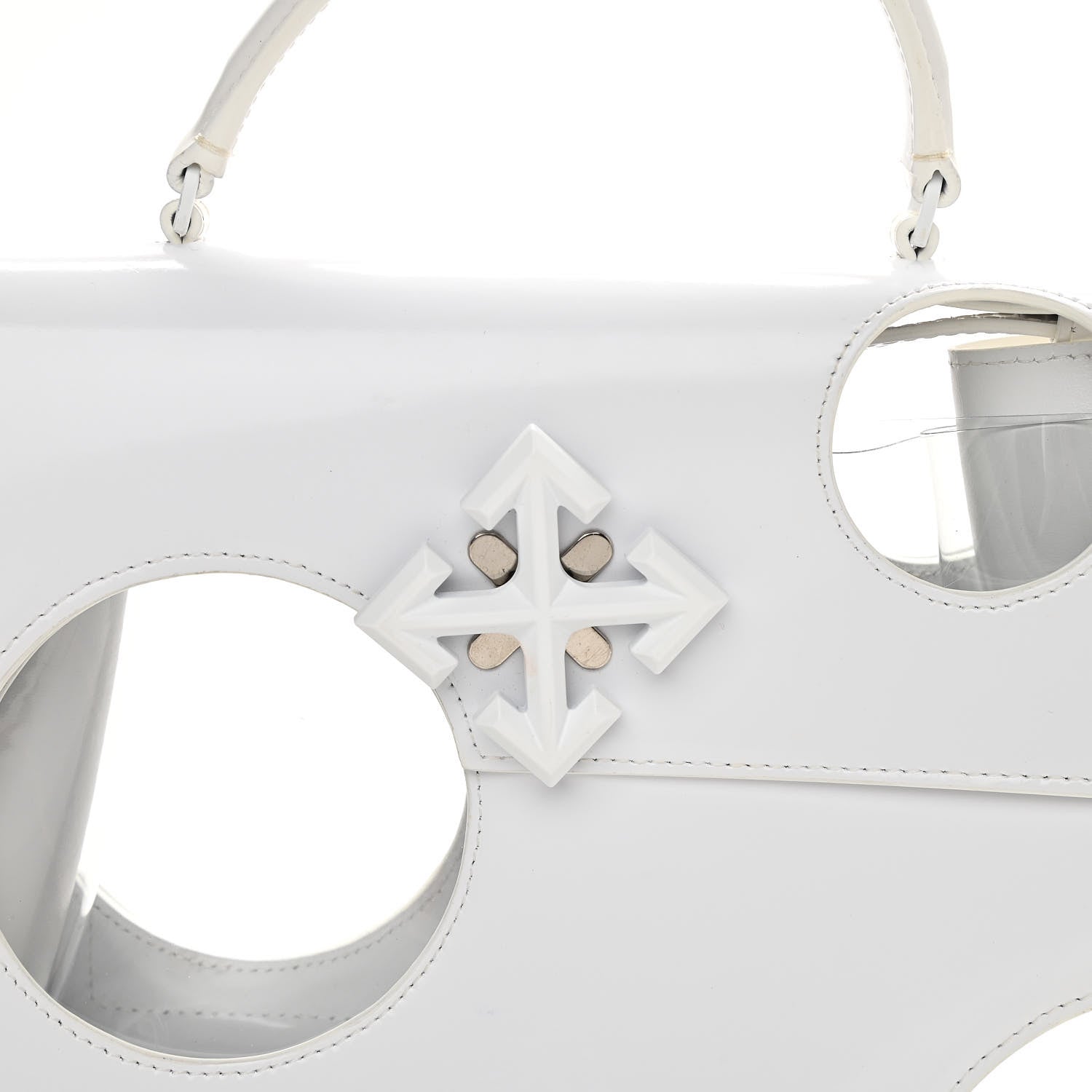 Off-White Calfskin Jitney 2.8 Meteor Shower Top Handle Bag White 8 of 12