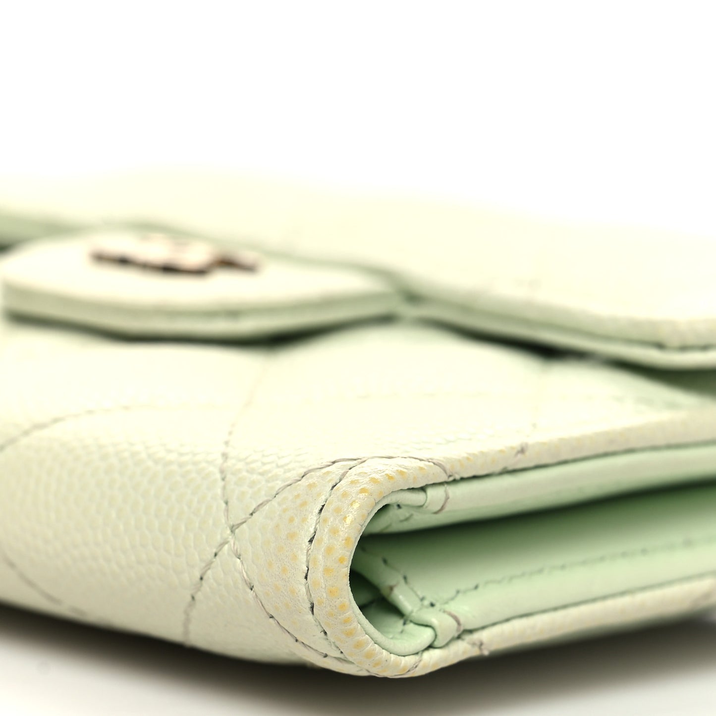 Caviar Quilted Compact Flap Wallet Light Green