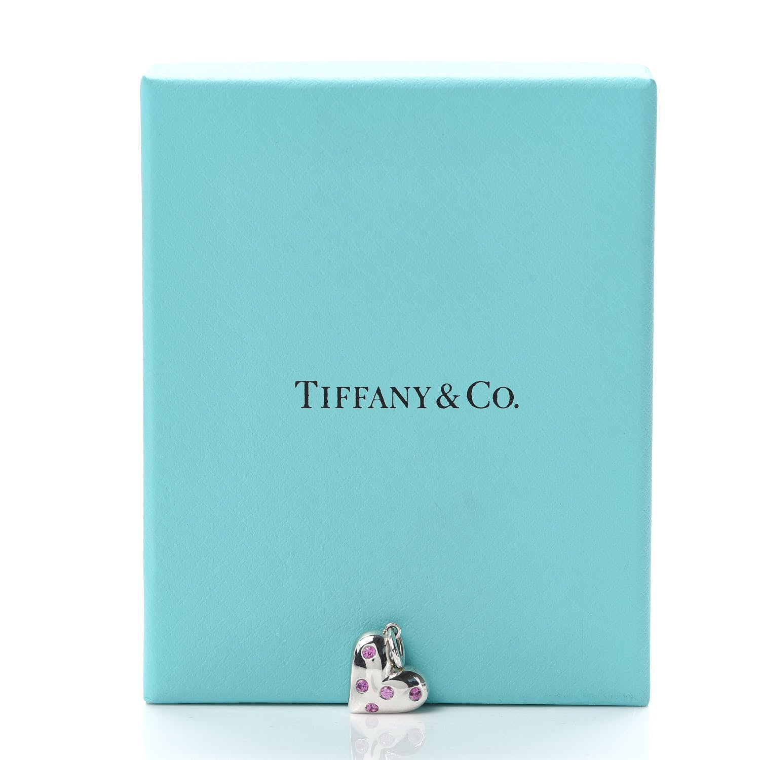 Tiffany Sterling Silver Pink Sapphire Etoile Heart Charm 3 of 3