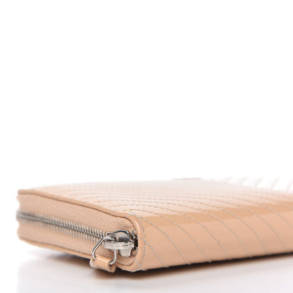 Chanel Patent Chevron Quilted Zip Around Wallet Beige 6 of 12
