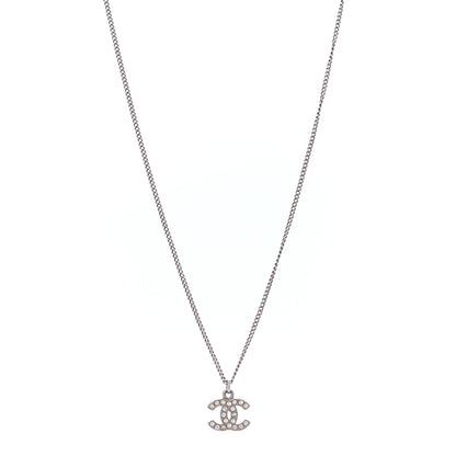 Chanel Crystal Timeless CC Necklace Silver 1 of 6