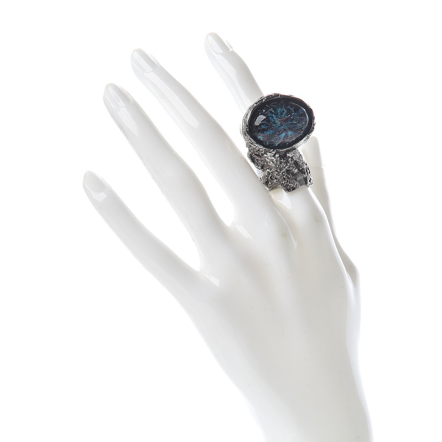 Saint Laurent Glass Cabochon Arty Ovale Ring 6 Black Cipria 2 of 5