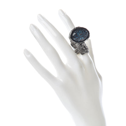 Saint Laurent Glass Cabochon Arty Ovale Ring 6 Black Cipria 2 of 5